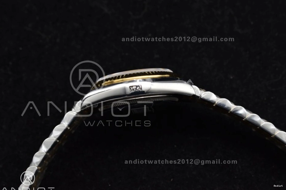 GSF DateJust Bracelet 278273 Soft President 561 on Ladies 316L Steel YG Black Dial Stick Markers 31 0731